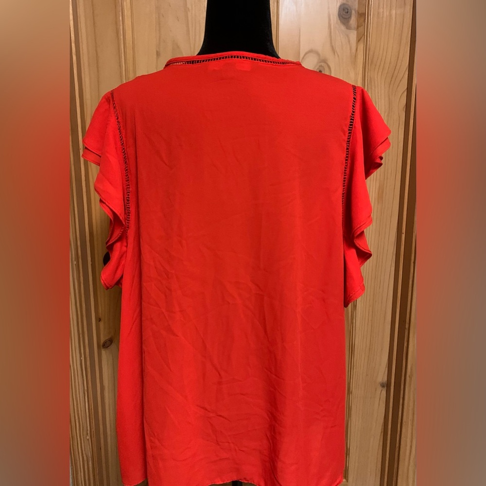 Zac & Rachel Orange Ruffled Short Sleeve Blouse - Picture 2 of 5